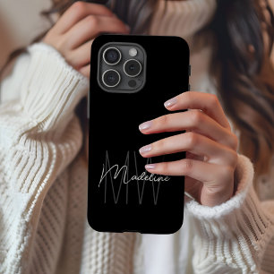 Modern minimalist Monogramm Schwarz iPhone 16 Pro Max Hülle