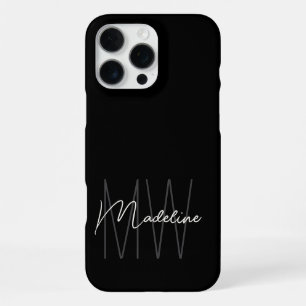 Modern minimalist Monogramm Schwarz iPhone 16 Pro Max Hülle