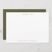 Modern Minimalist Moss Green Personalized Wedding Dankeskarte (Vorne/Hinten)