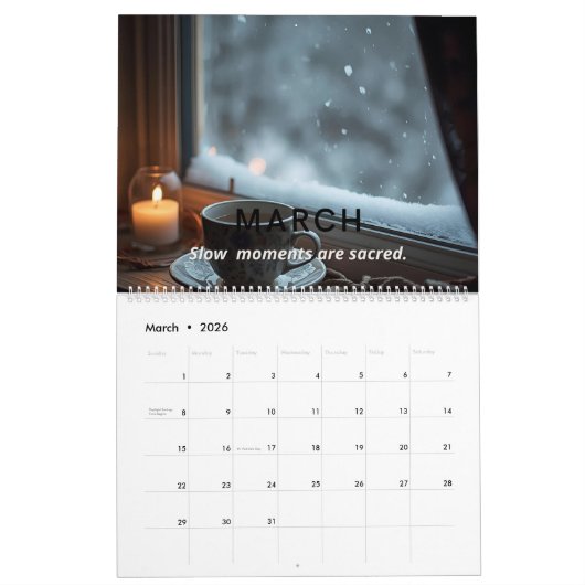 Modern Minimalist Nature 2026 Wall Calendar Kalender (Mär 2026)