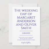 Modern Minimalist Navy Blue Trendy Wedding Einladung (Vorderseite)