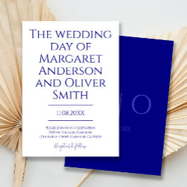 Modern Minimalist Navy Blue Trendy Wedding Einladung