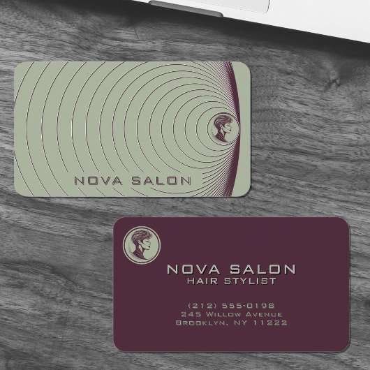 Modern Minimalist Nested Circular Fine Lines  Visitenkarte