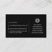 Modern minimalist Notar Öffentlich Schwarz Visitenkarte (Rückseite)