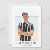 Modern Minimalist One PHOTO Graduation Party Einladung (Rückseite)