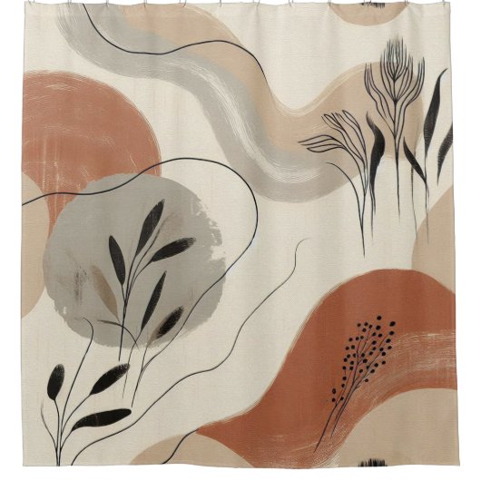 Modern Minimalist Organic Abstract Shapes Pattern Duschvorhang (Vorderseite)