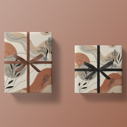Modern Minimalist Organic Abstract Shapes Pattern Geschenkpapier