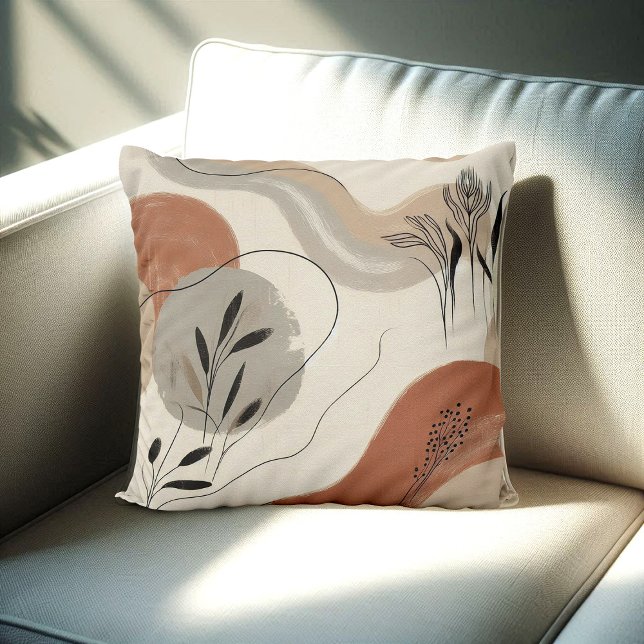 Modern Minimalist Organic Abstract Shapes Pattern Kissen (Von Creator hochgeladen)