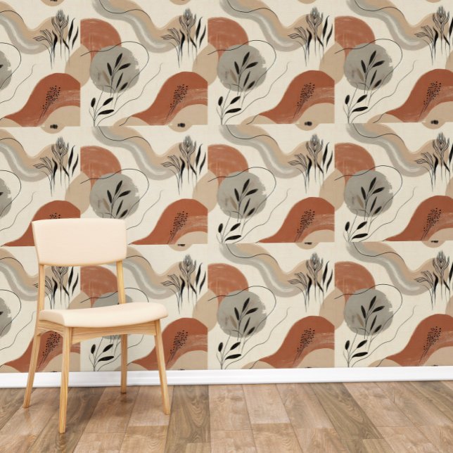 Modern Minimalist Organic Abstract Shapes Pattern Tapete (Von Creator hochgeladen)