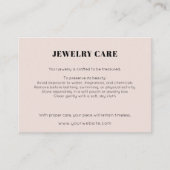 Modern Minimalist Peach Jewelry Care Insert Card (Vorderseite)