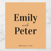 Modern Minimalist Peach Wedding Weinetikett (Einzelnes Label)