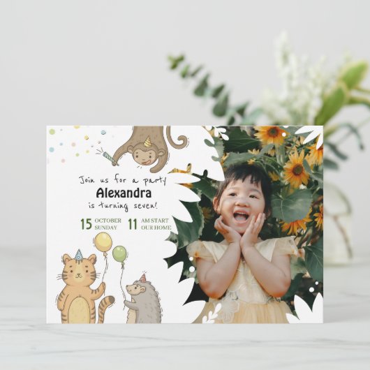 Modern Minimalist Photo Birthday Invitation card Einladung (Stehend Vorderseite)