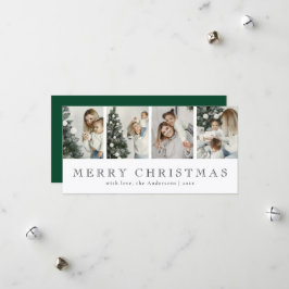Modern Minimalist Photo Collage Green Christmas Feiertagskarte