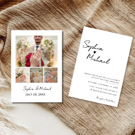Modern Minimalist Photo Collage Wedding Invitation Dankeskarte