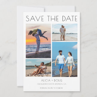 Modern Minimalist Photo Collage Wedding Save The Date