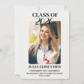 Modern Minimalist Photo Graduation Black Script  Ankündigung (Vorderseite)