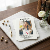 Modern Minimalist Photo Graduation Black Script  Ankündigung