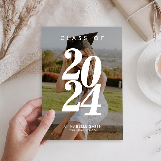 Modern Minimalist Photo Graduation Invitation