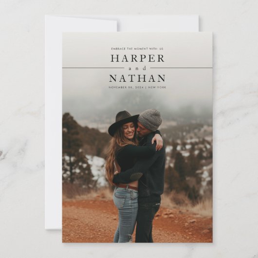 Modern Minimalist Photo QR Code Wedding Einladung (Vorderseite)