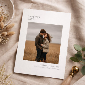 Modern Minimalist Photo Save the Date Card