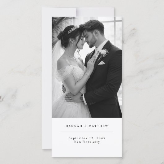 Modern Minimalist Photo Wedding Bookmark with QR  Save The Date (Vorderseite)