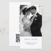Modern Minimalist Photo Wedding Bookmark with QR  Save The Date (Vorne/Hinten)