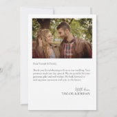 Modern Minimalist Photo Wedding Custom  Dankeskarte (Rückseite)