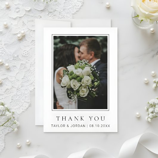 Modern Minimalist Photo Wedding Custom  Dankeskarte