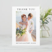 Modern Minimalist Photo Wedding  Dankeskarte (Stehend Vorderseite)