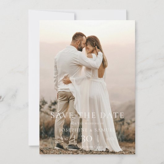 Modern Minimalist Photo Wedding Save the Date (Vorderseite)
