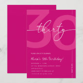 Modern Minimalist Pink 30th Birthday Party Einladung (Vorne/Hinten)