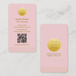 Modern Minimalist Pink and Gold Dots QR Code Visitenkarte