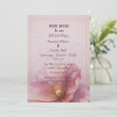 Modern Minimalist Pink and Gold Wedding Invitation Einladung (Stehend Vorderseite)