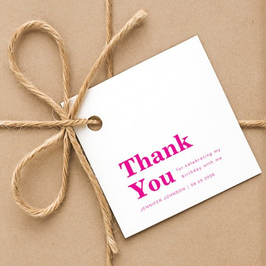 Modern Minimalist Pink Birthday  Geschenkanhänger