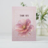 Modern Minimalist Pink Gold Poppy Wedding Dankeskarte (Stehend Vorderseite)