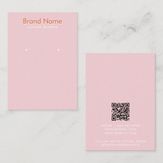 Modern Minimalist Pink Orange Jewelry Display Card Visitenkarte (Vorne/Hinten)