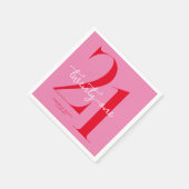 Modern Minimalist Pink Red 21st Birthday Serviette (Ecke)