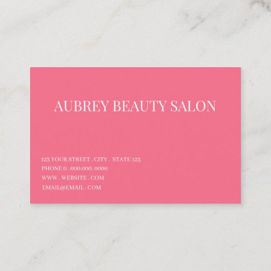 Modern minimalist pink white script   visitenkarte (Rückseite)