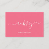 Modern minimalist pink white script   visitenkarte (Vorderseite)