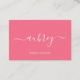 Modern minimalist pink white script   visitenkarte