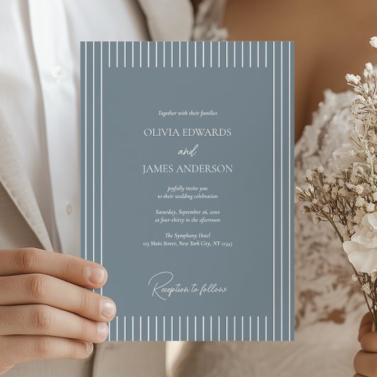 Modern Minimalist Pinstripe Wedding Invitation Einladung
