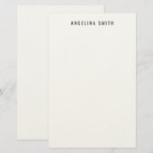 Modern Minimalist Plain Simple Black White Briefpapier (Vorne/Hinten)