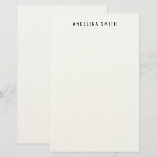 Modern Minimalist Plain Simple Black White Briefpapier (Vorne/Hinten)