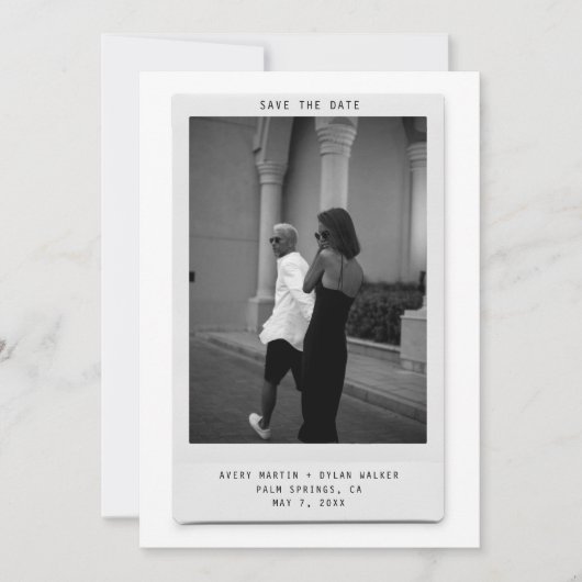 Modern Minimalist Polaroid Photo Save the Date (Vorderseite)