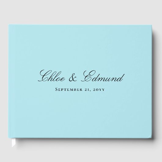 Modern Minimalist Powder Blue Wedding Gästebuch (Vorderseite)