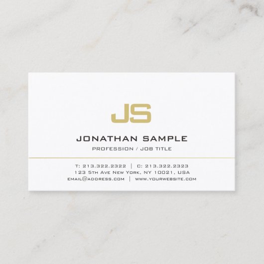Modern Minimalist Professional Elegant Monogram Visitenkarte (Vorderseite)
