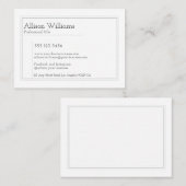 Modern Minimalist Professional Plain Telefonnummerkarte (Vorne/Hinten)