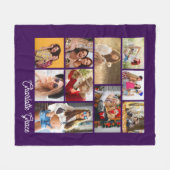 Modern Minimalist Purple 10 Photo Collage Name Fleecedecke (Vorderseite (Horizontal))