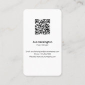 Modern Minimalist QR Code Business Card Custom Visitenkarte (Rückseite)