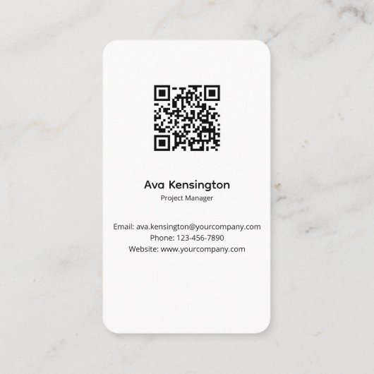 Modern Minimalist QR Code Business Card Custom Visitenkarte (Rückseite)